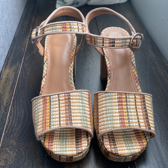 New Urban Outfitters Sienna Rattan Multi-Coloured Sandal with Block Heels - Picture 3 of 12